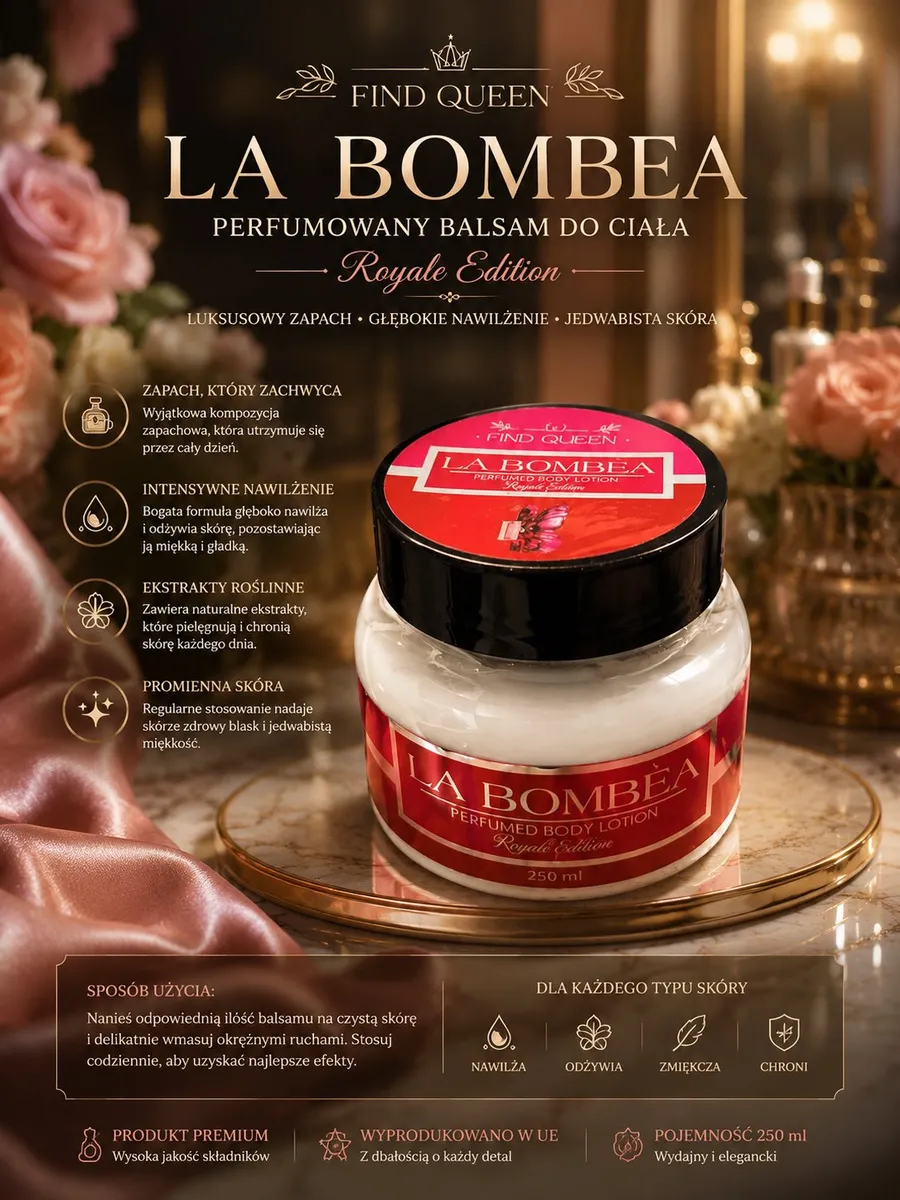 Perfumowany Balsam do Ciała Find Queen La Bombéa 250ml Royale Edition