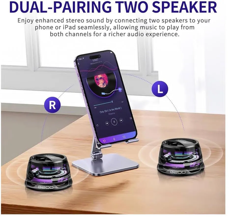 Magnetyczny Głośnik Bluetooth G200 z Podświetleniem RGB Stereo