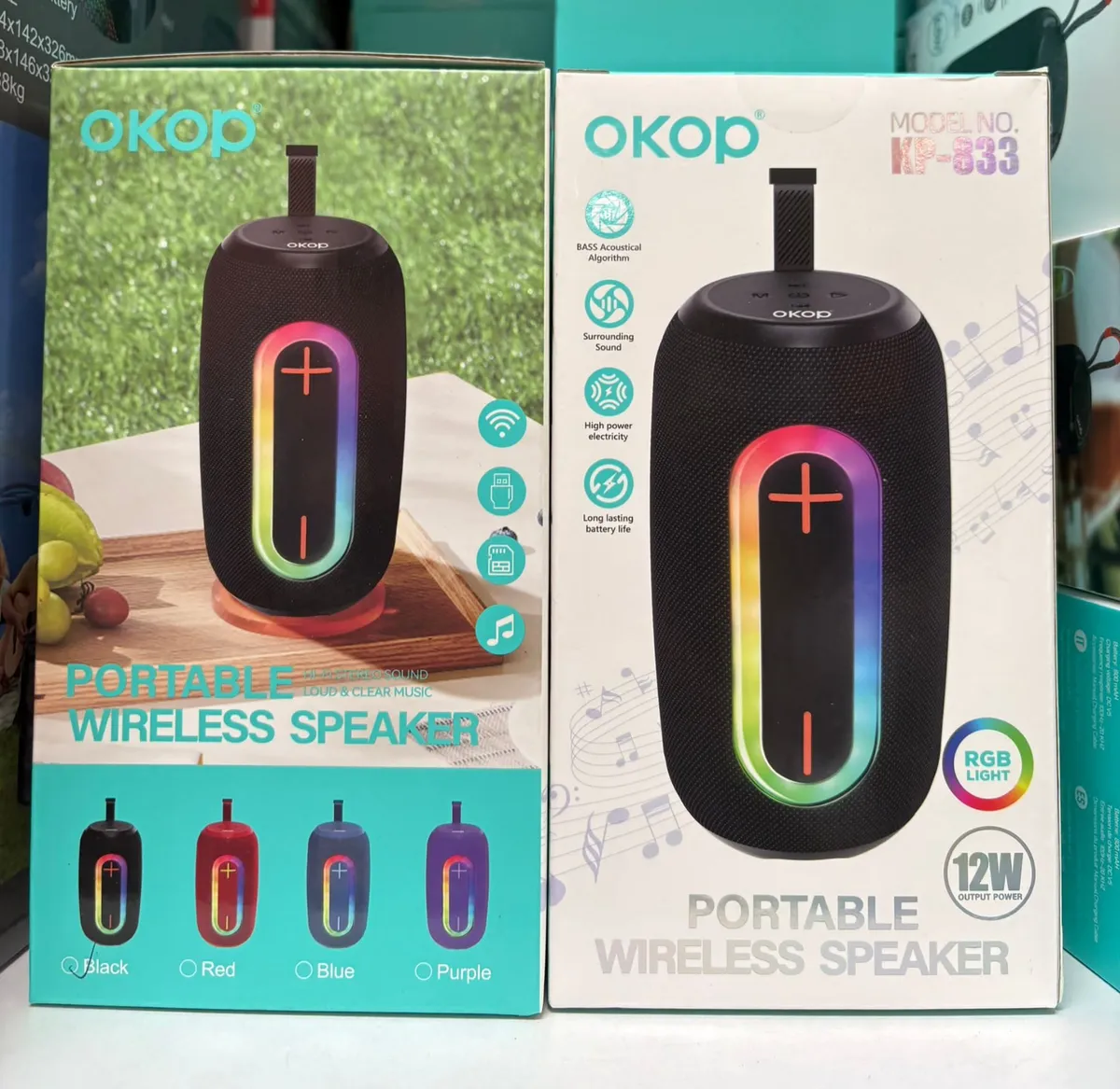 Przenośny Głośnik Bezprzewodowy OKOP KP-833 z Podświetleniem RGB