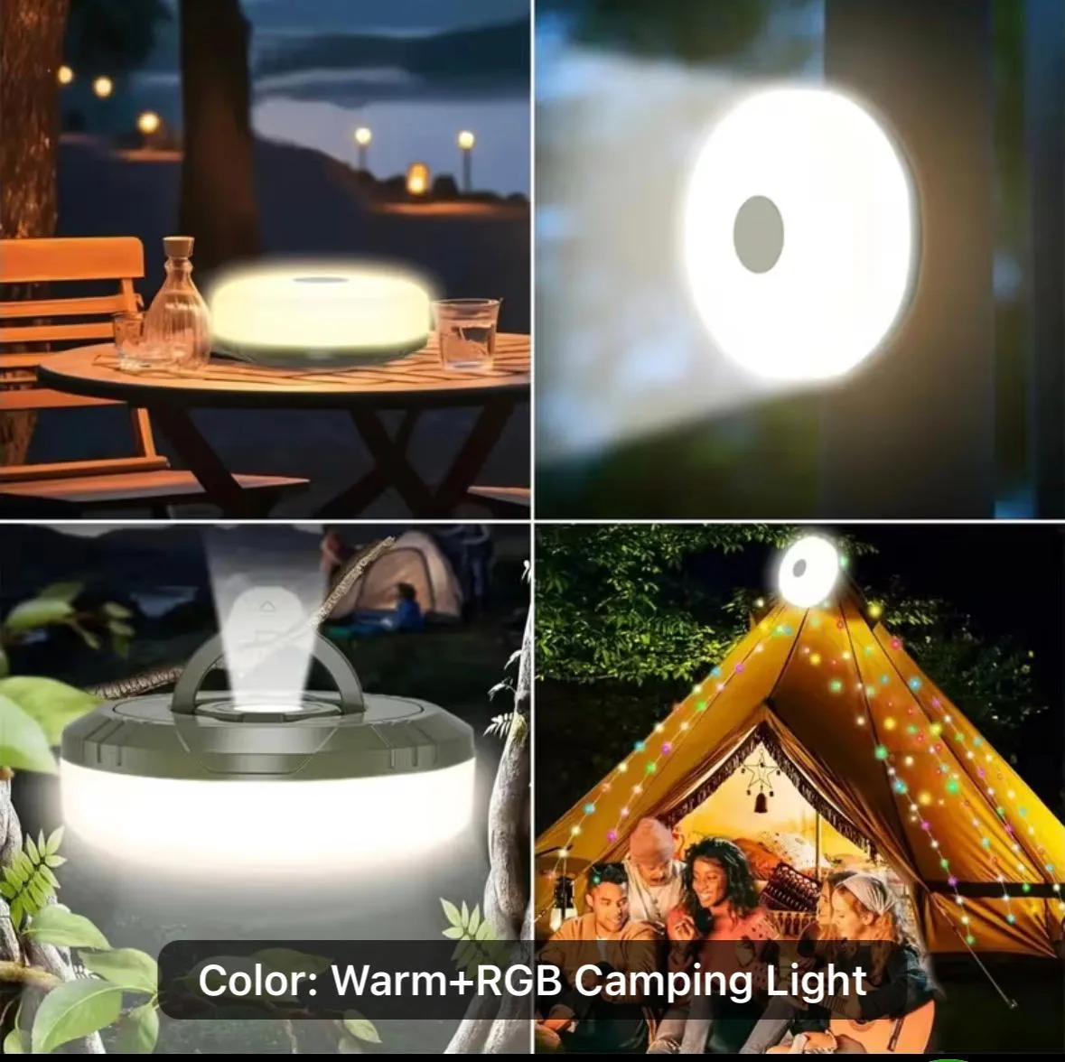 Solarne Lampki Kempingowe 10m LED z Pilotem RGB i Ciepłym Światłem