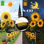 Lampa Solarna Ogrodowa Słonecznik LED Potrójna 2 sztuki
