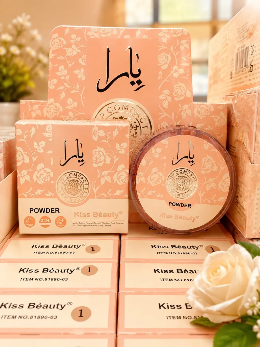 Puder do twarzy Kiss Beauty Compact Powder Matujący Brzoskwiniowy