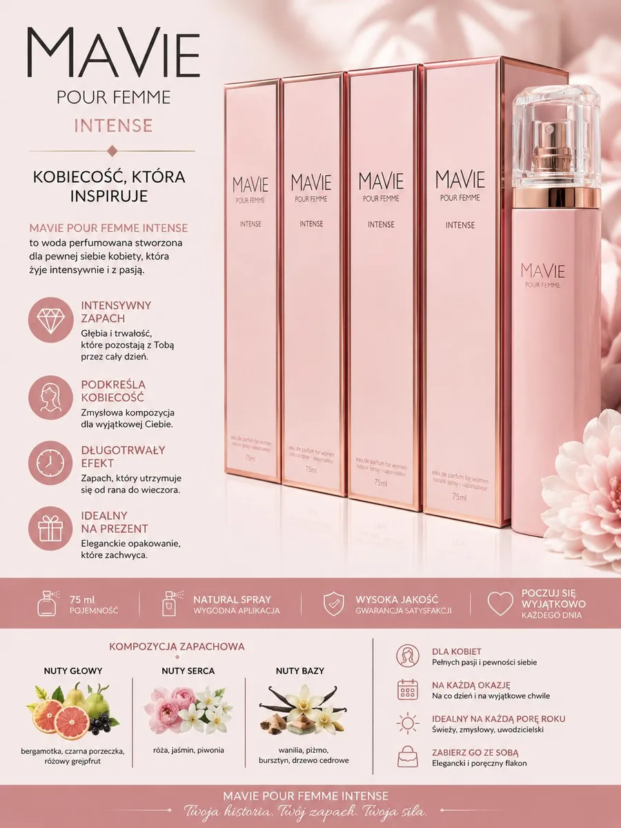 Woda Perfumowana Mavie Pour Femme Intense 75ml Damska
