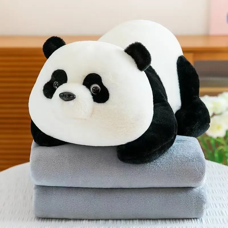 Pluszowa Panda z Kocykiem Szarym 2w1 Maskotka Prezentowa