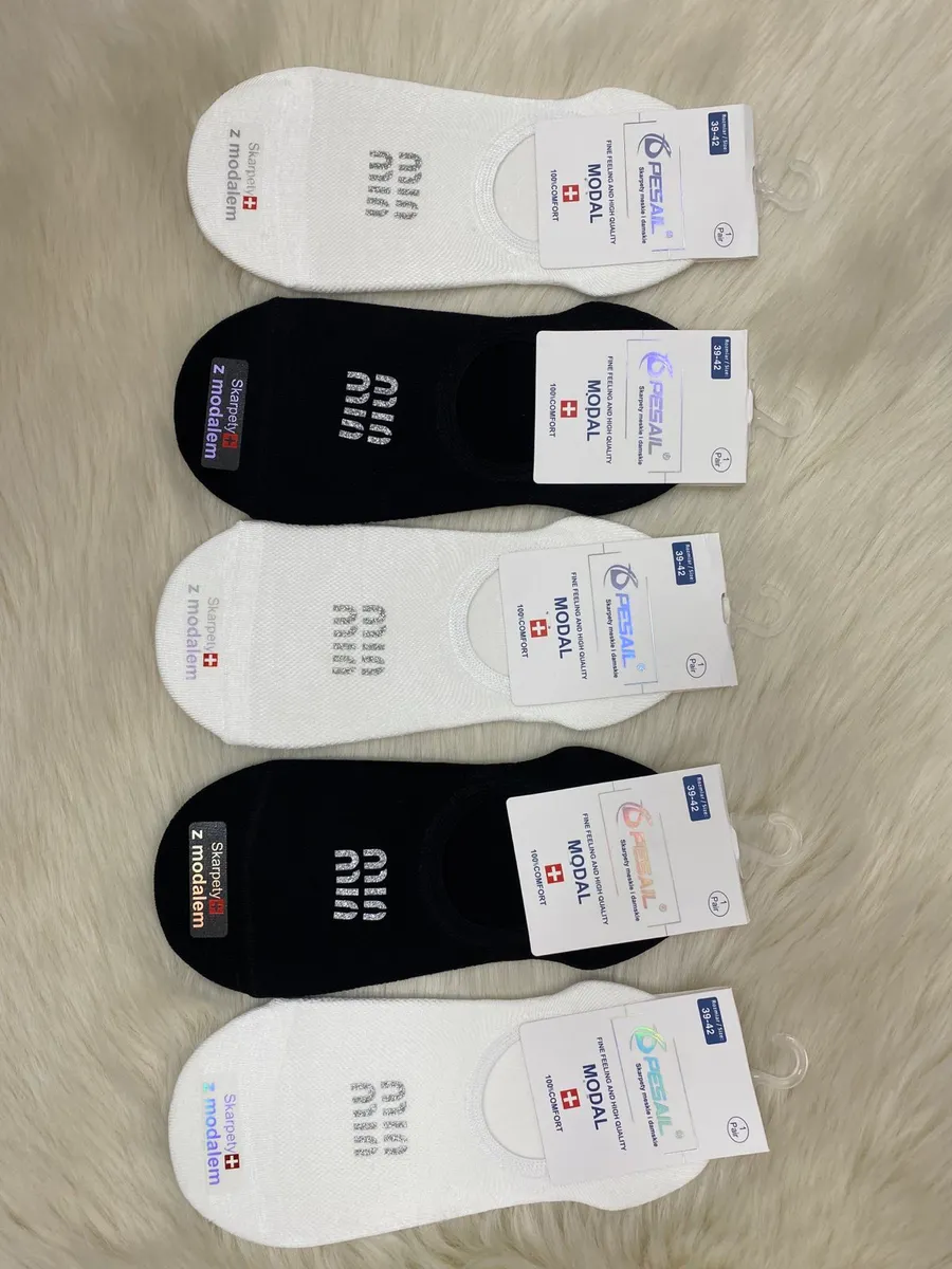 Skarpetki Stopki Pesail Modal Unisex Czarne i Białe 39-42