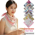 Elegancka Gawroszka Damska Satynowa 70x70cm Wzory Kwiatowe