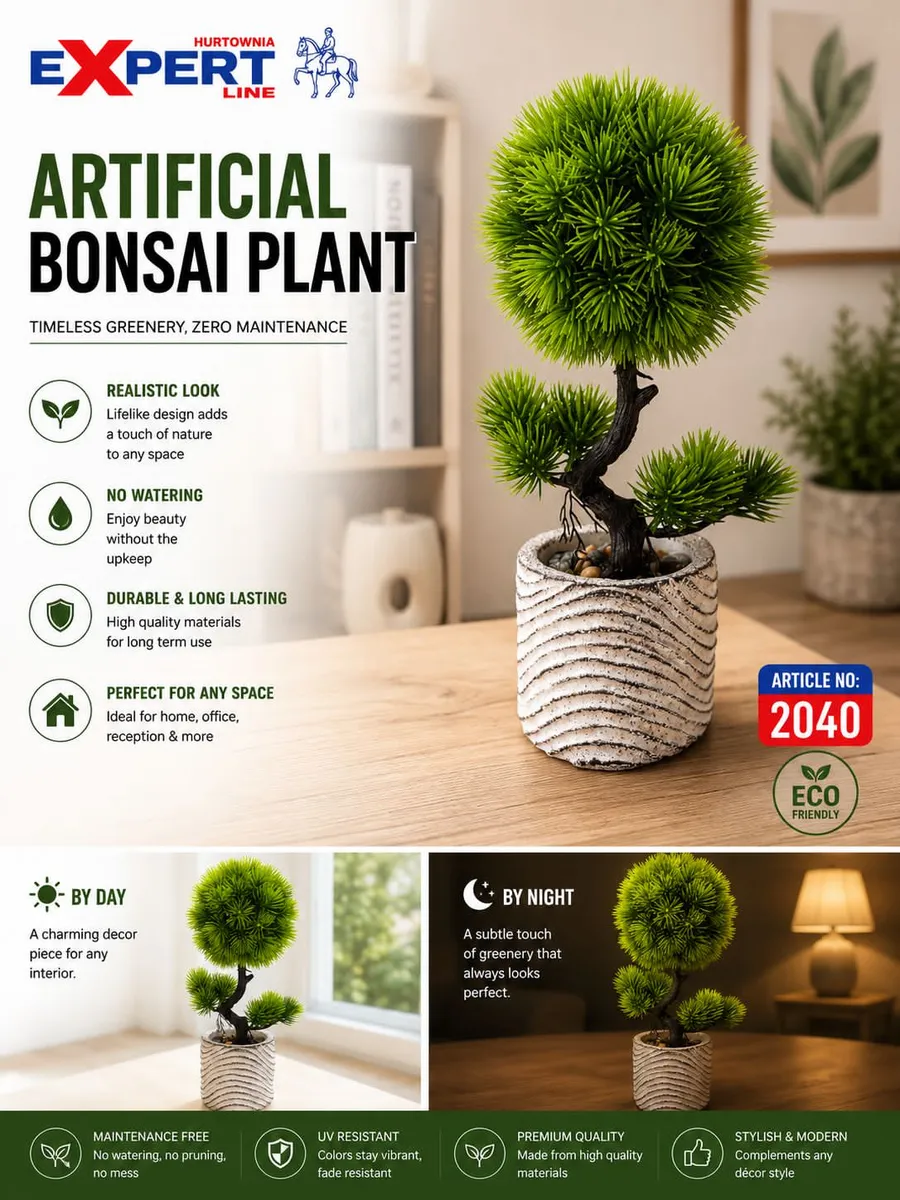 Sztuczne Bonsai w Doniczce Dekoracyjnej Zielone 2040