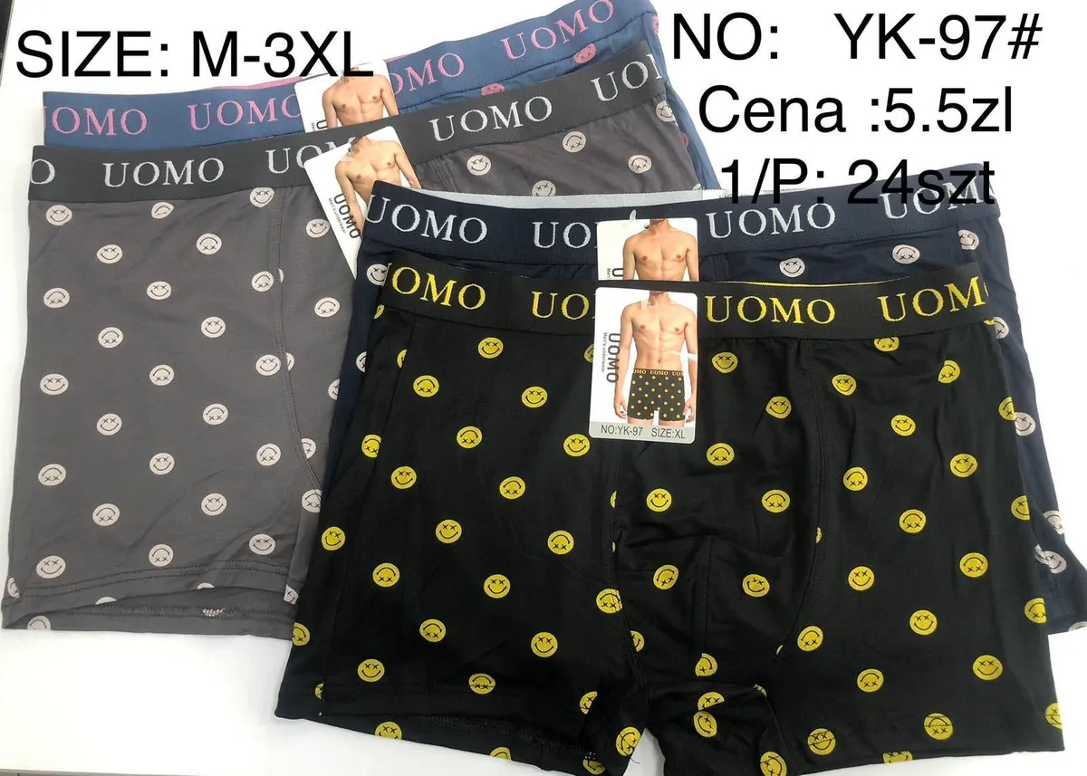 Męskie Bokserki Uomo z Nadrukiem Smiley Mix Kolorów Rozmiar M-3XL