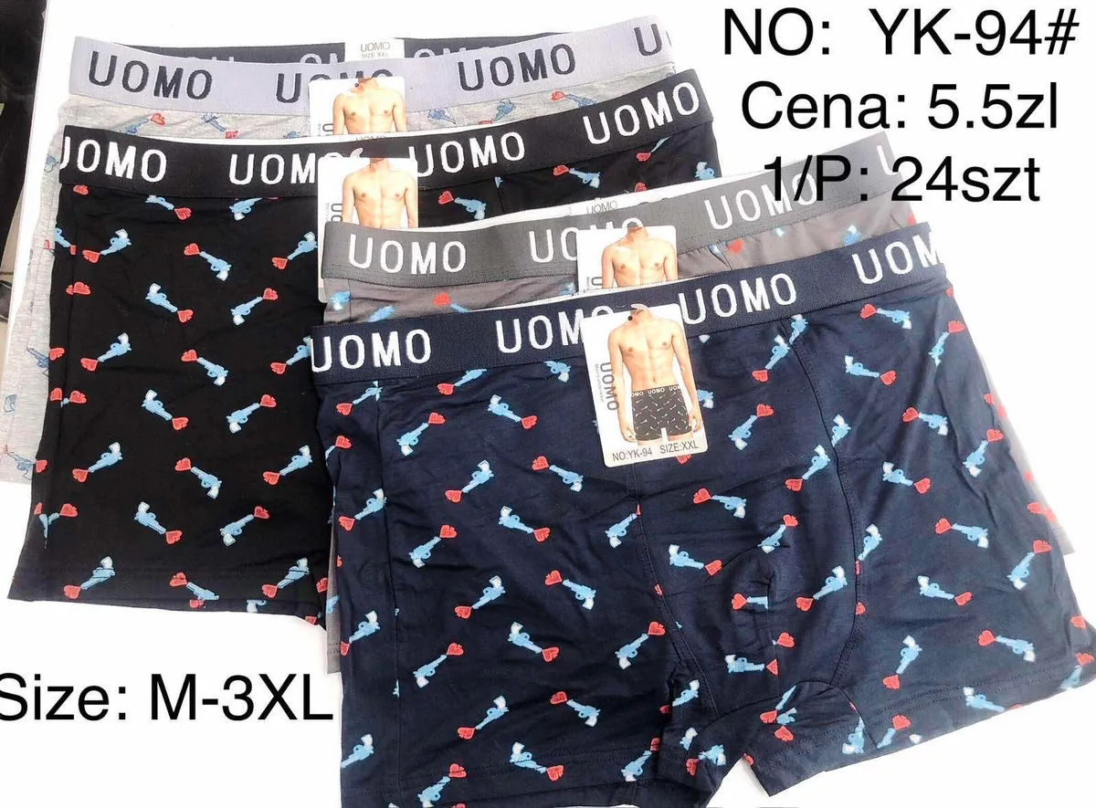 Bokserki męskie UOMO z nadrukiem pistoletów zestaw mix kolorów M-3XL