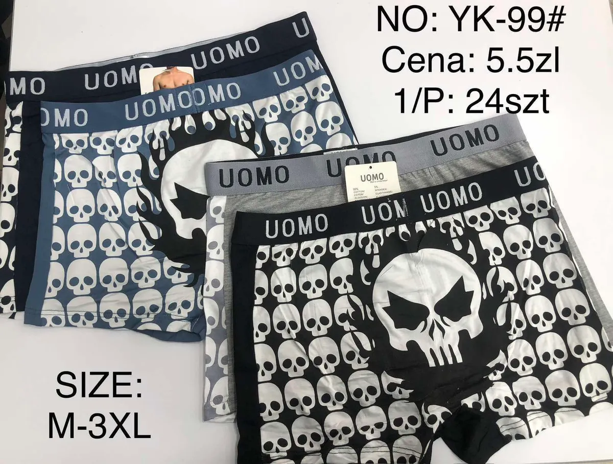 Męskie bokserki UOMO z nadrukiem czaszek zestaw kolorów M-3XL
