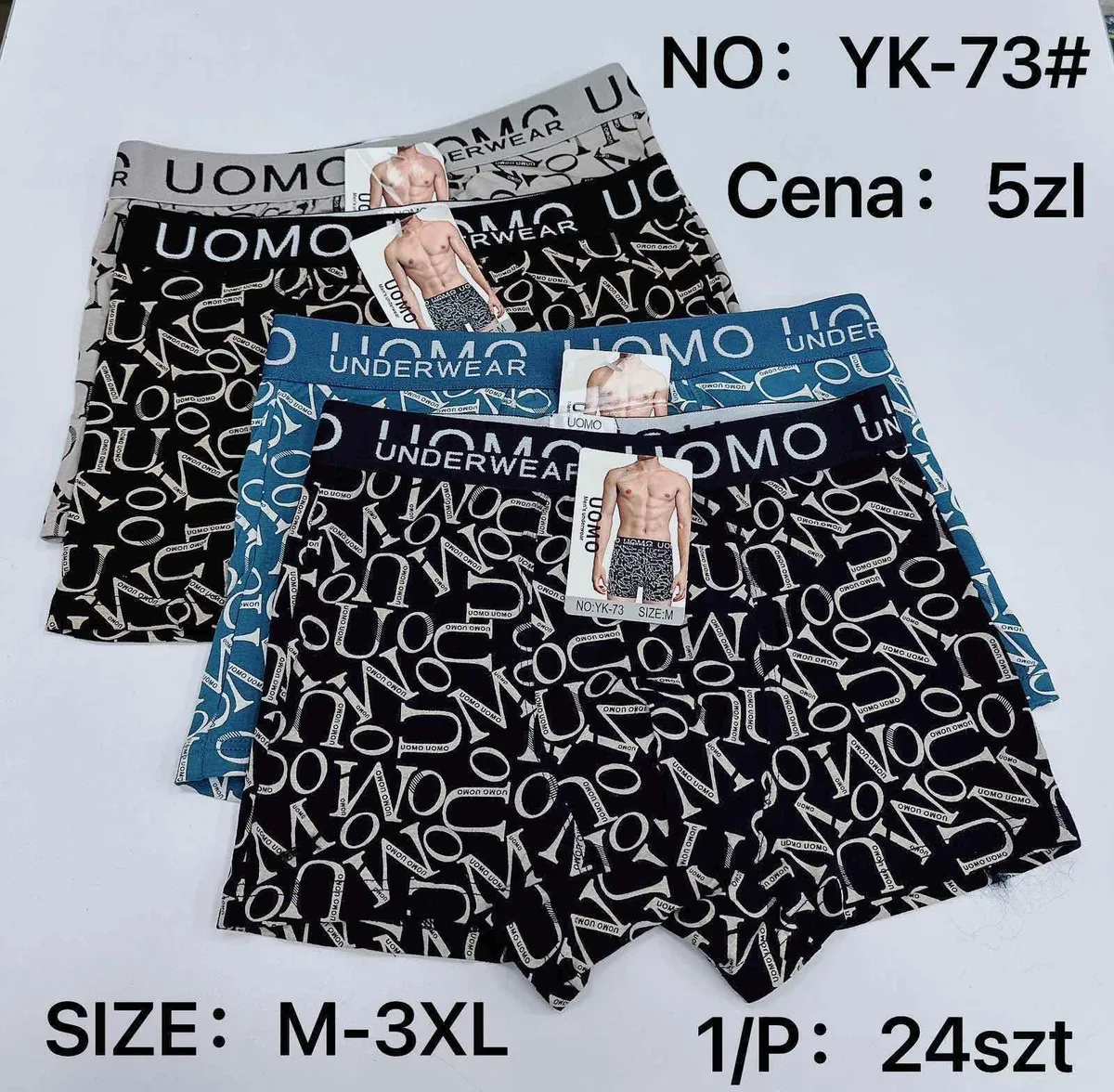 Męskie Bokserki UOMO z Nadrukiem Literowym Mix Kolorów M-3XL