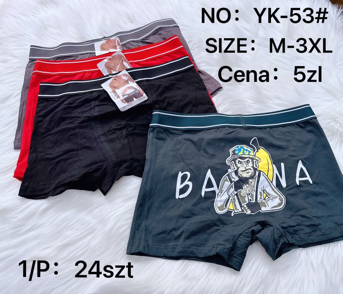 Bokserki Męskie Bawełniane z Nadrukiem Banana Rozmiary M-3XL