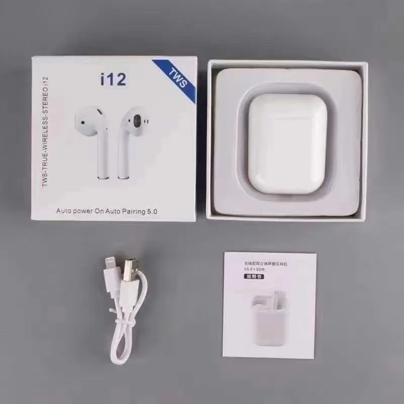 Słuchawki Bezprzewodowe TWS i12 Bluetooth 5.0 Białe