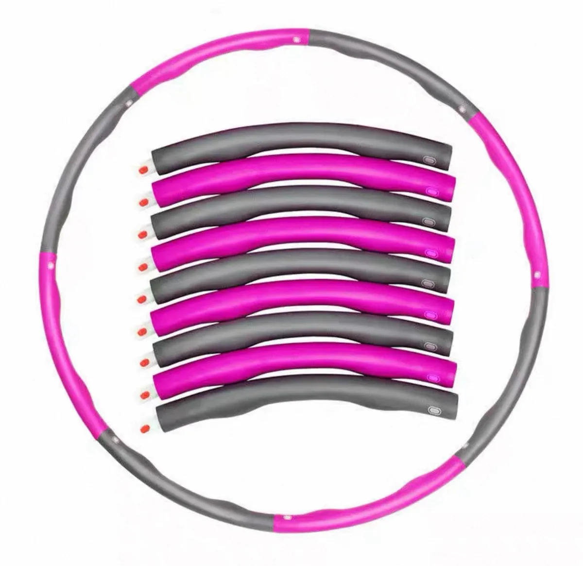 Hula Hop Składane 100cm 1.2kg Różowo-Szare Fitness