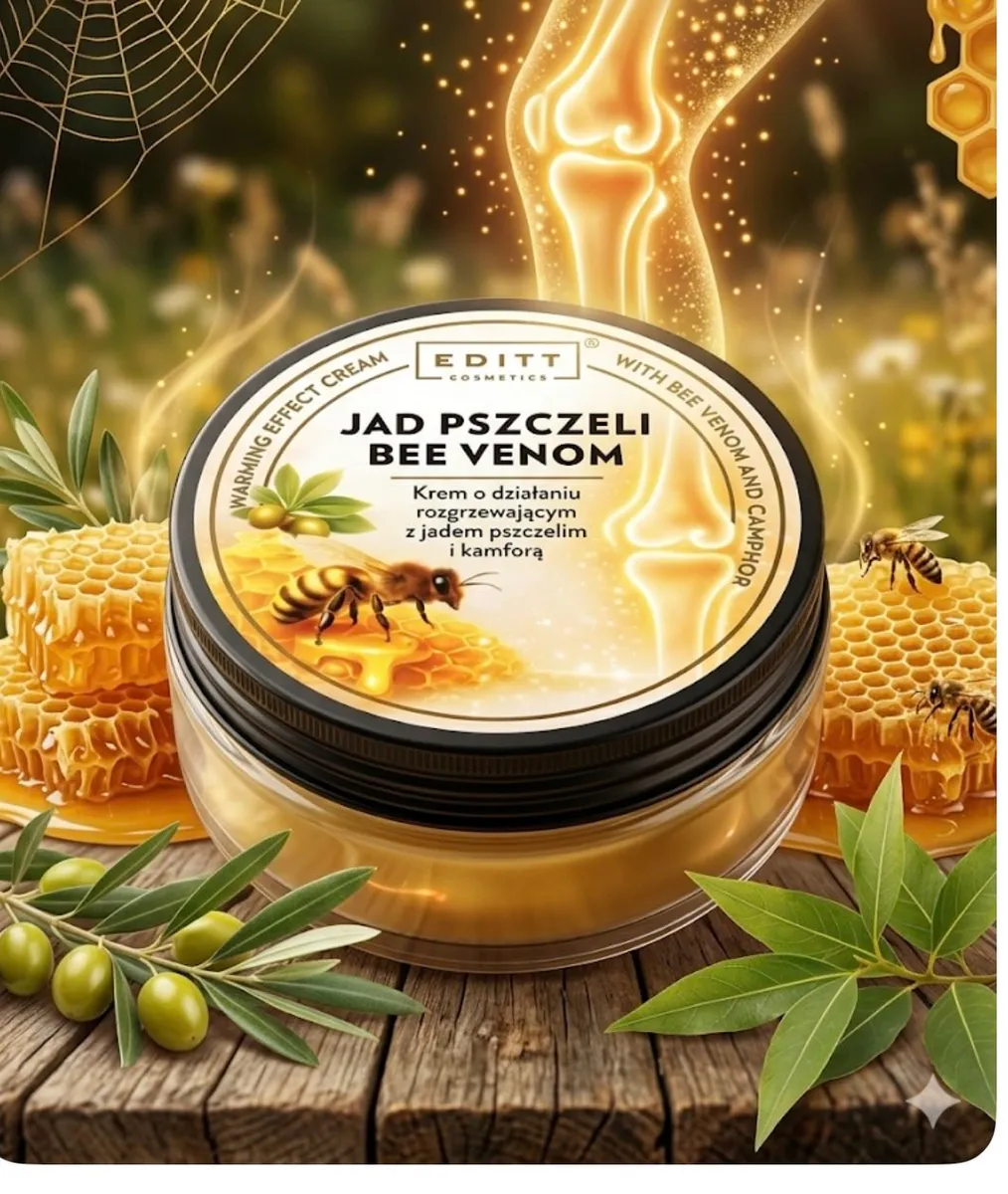 Krem Rozgrzewający Editt Cosmetics z Jadem Pszczelim i Kamforą 220g