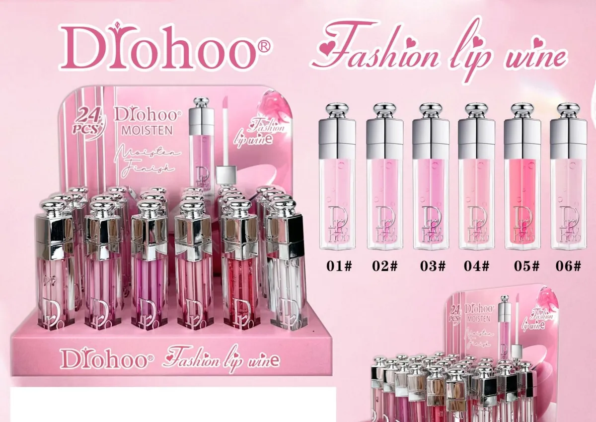 Błyszczyk do ust Diohoo Fashion Lip Wine nawilżający zestaw 24 szt.