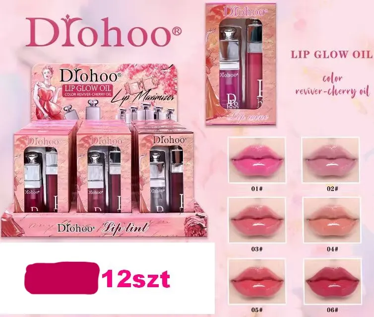 Diohoo Lip Glow Oil Olejek do ust nawilżający zestaw 24 sztuki