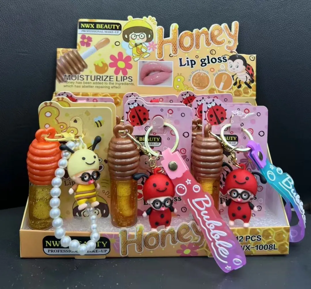 Błyszczyk do ust Honey NWX Beauty z brelokiem 12 sztuk