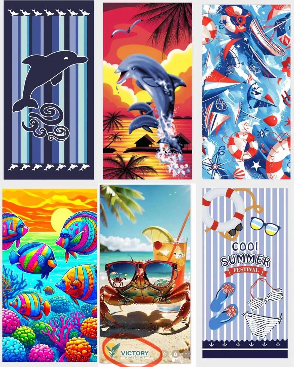 Ręcznik plażowy szybkoschnący 70x140cm mix wzorów wakacyjnych