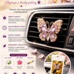 Zapach Samochodowy Motyl z Kryształkami Złoty Kwiatowy