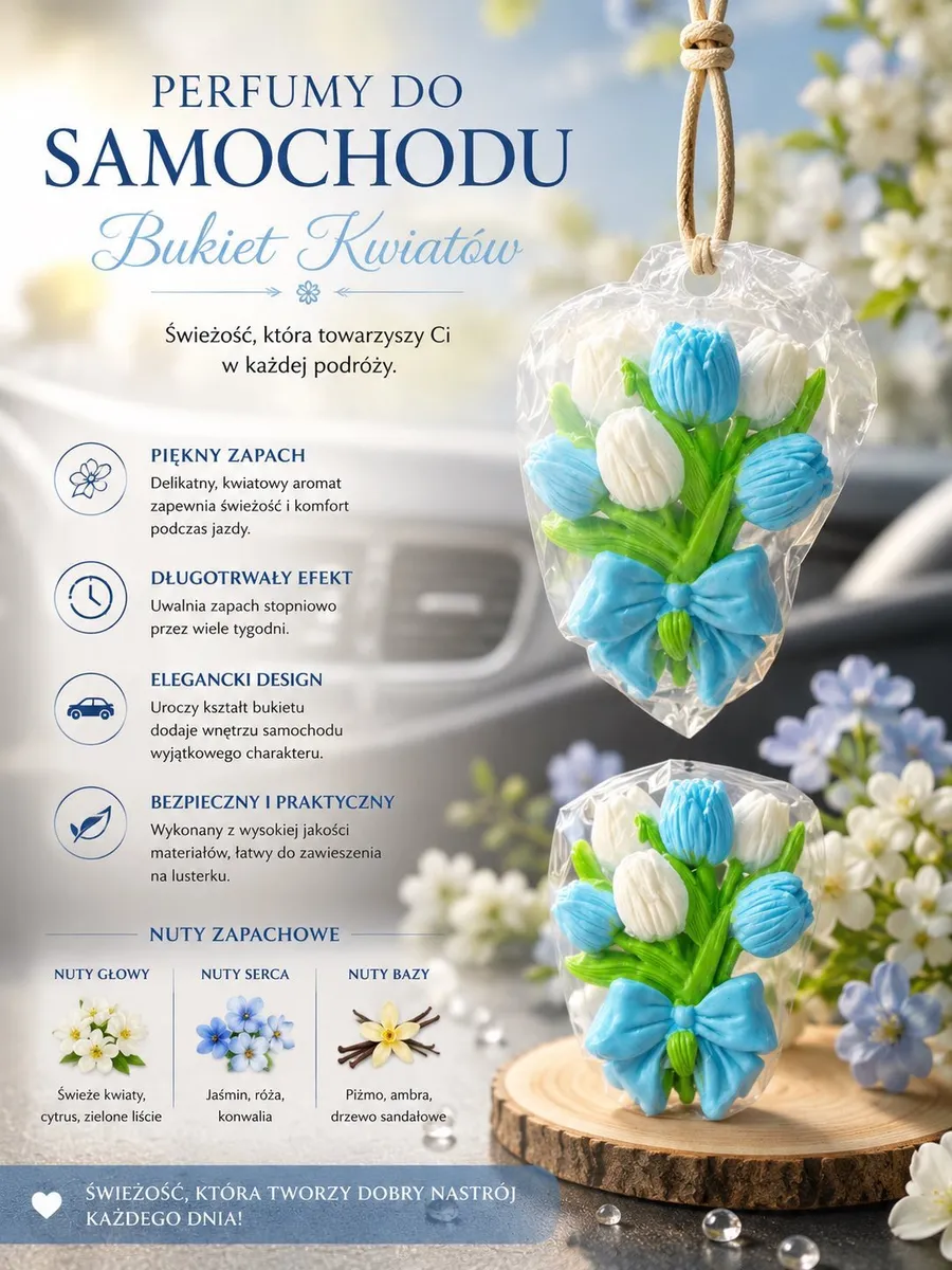 Zapach Samochodowy Bukiet Kwiatów Zawieszka Tulipanowa