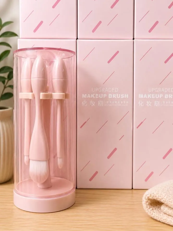 Zestaw Pędzli do Makijażu w Etui Pudrowy Róż 5 sztuk