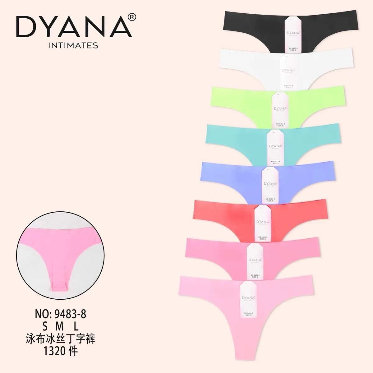 Damskie stringi bezszwowe Dyana Intimates zestaw kolorowy S-L