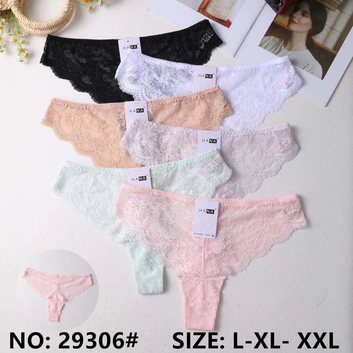 Damskie Majtki Koronkowe Hana Wielokolorowe Rozmiar L-XXL