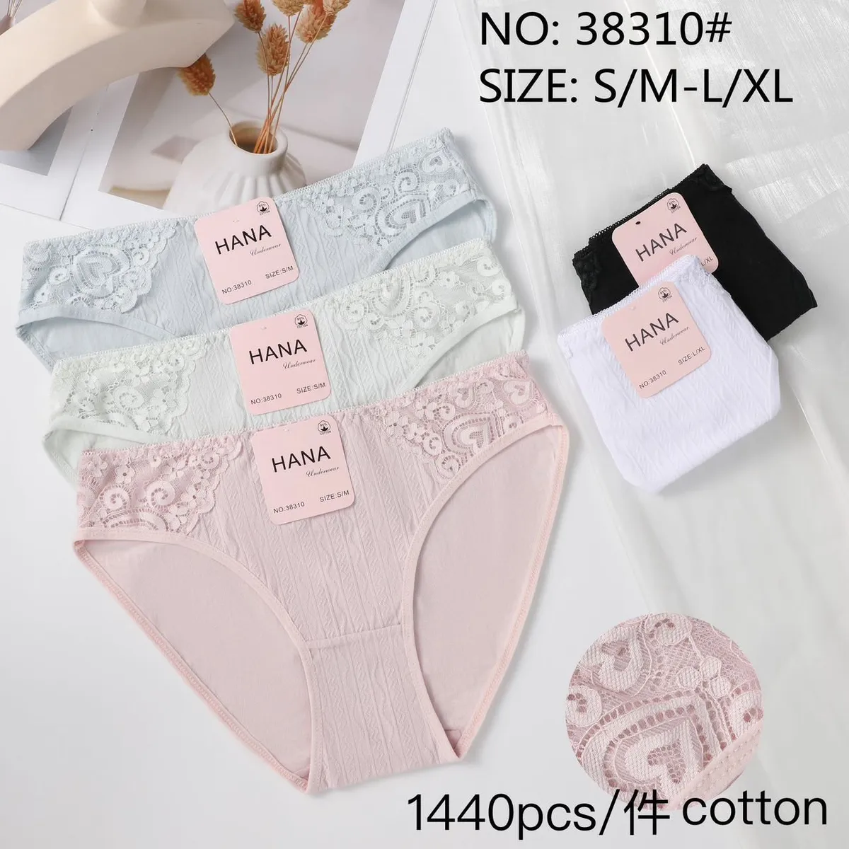 Majtki damskie koronkowe Hana bawełniane zestaw kolorów S/M-L/XL