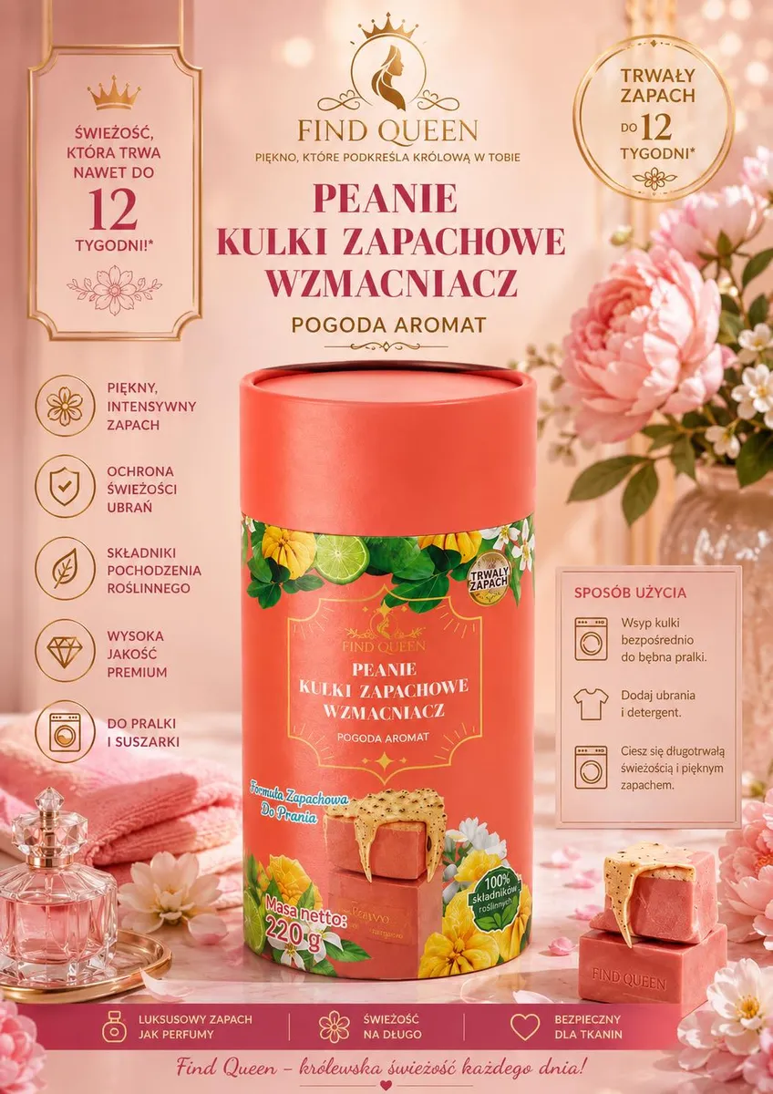 Find Queen Peanie Kulki Zapachowe do Prania 220g Kwiatowe