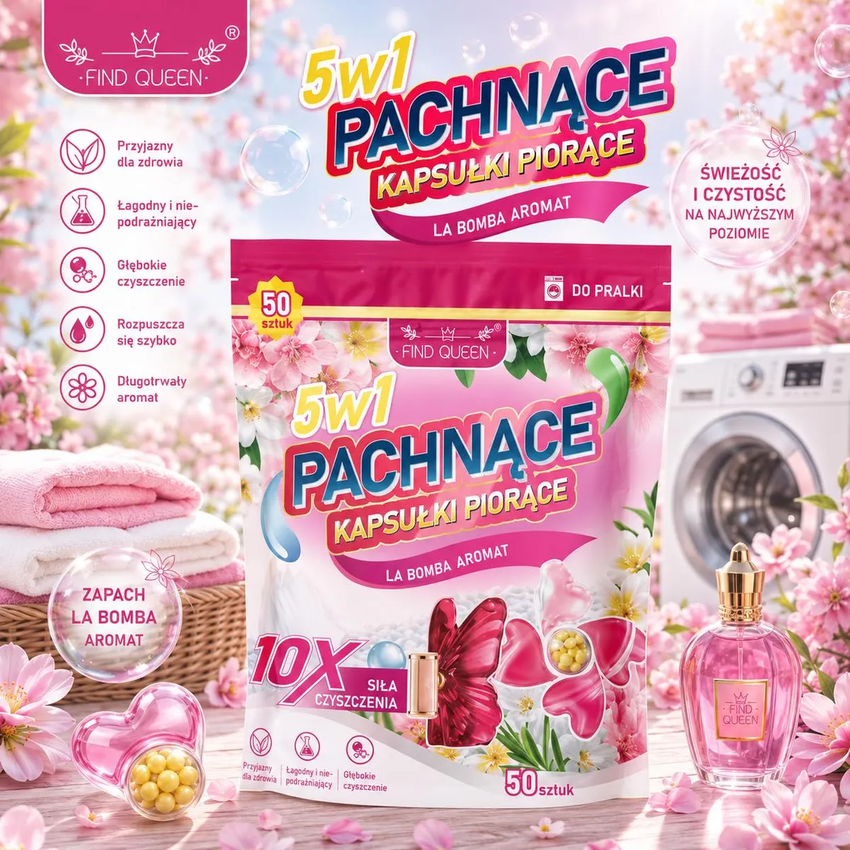 Kapsułki Piorące Find Queen 5w1 La Bomba Aromat 50 sztuk