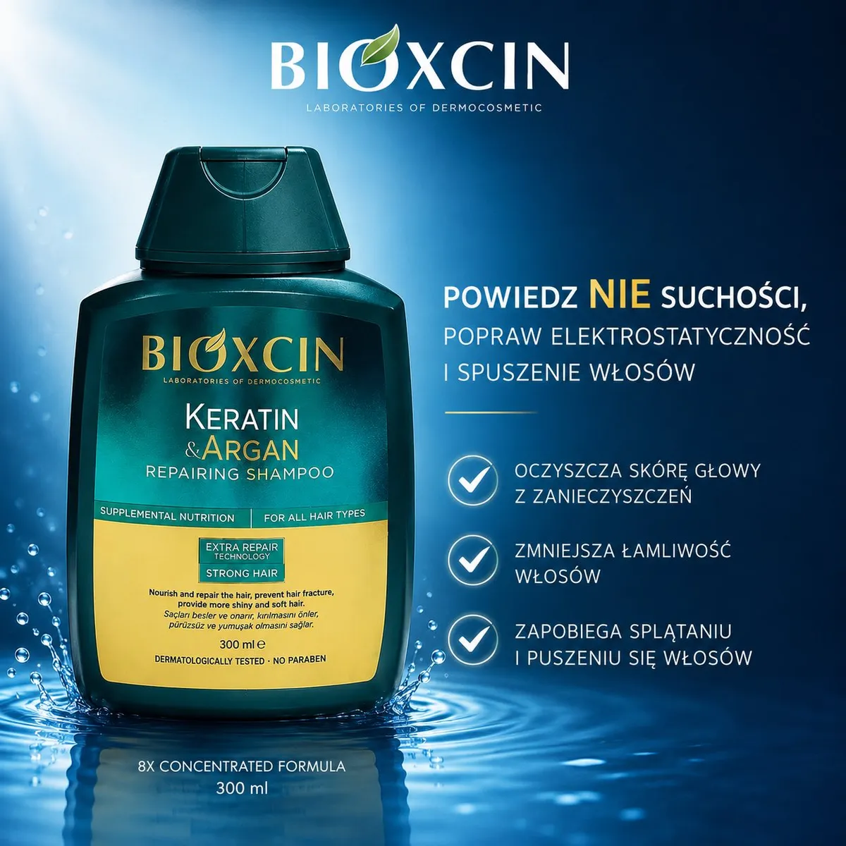 Szampon Bioxcin Keratin & Argan 300ml Regenerujący do Włosów