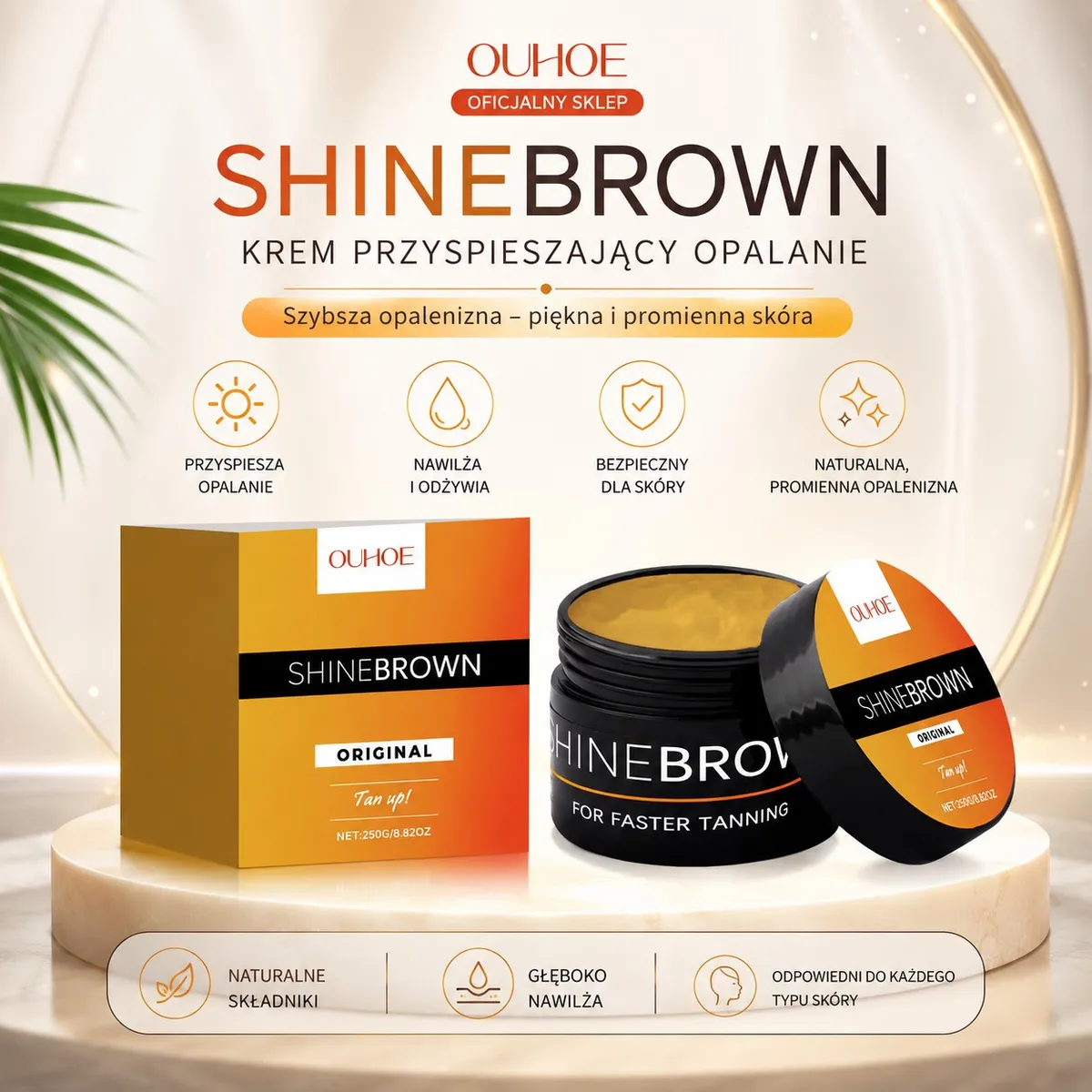 Krem Przyspieszający Opalanie OUHOE Shinebrown 250g nawilżający