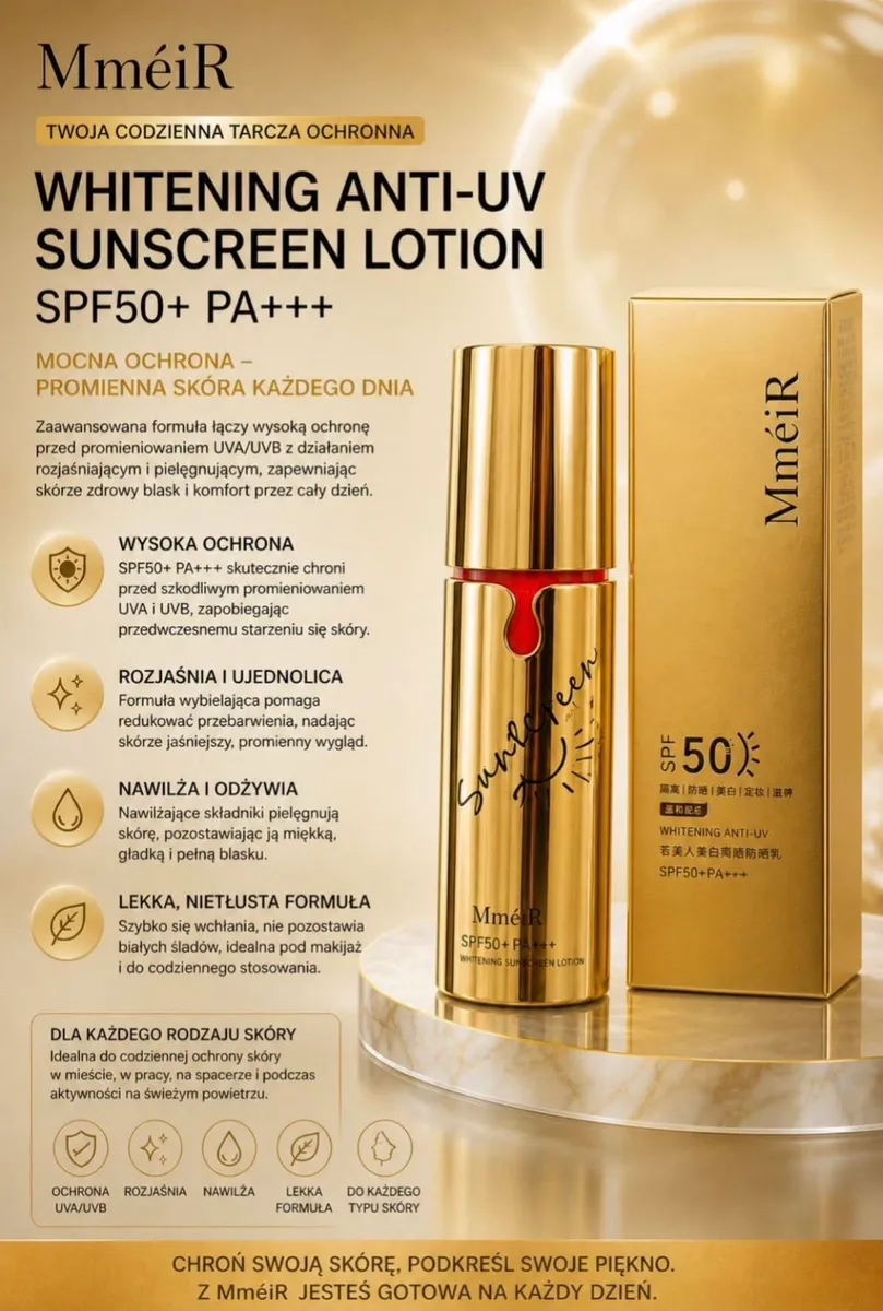 MméiR Whitening Anti-UV Sunscreen Lotion SPF50+ PA+++ Złoty
