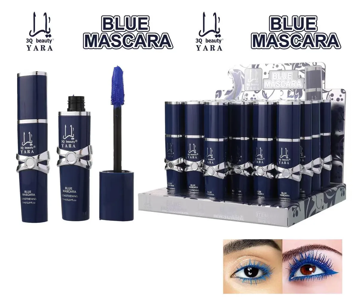 Tusz do rzęs 3Q Beauty Yara Blue Mascara wydłużający 11ml