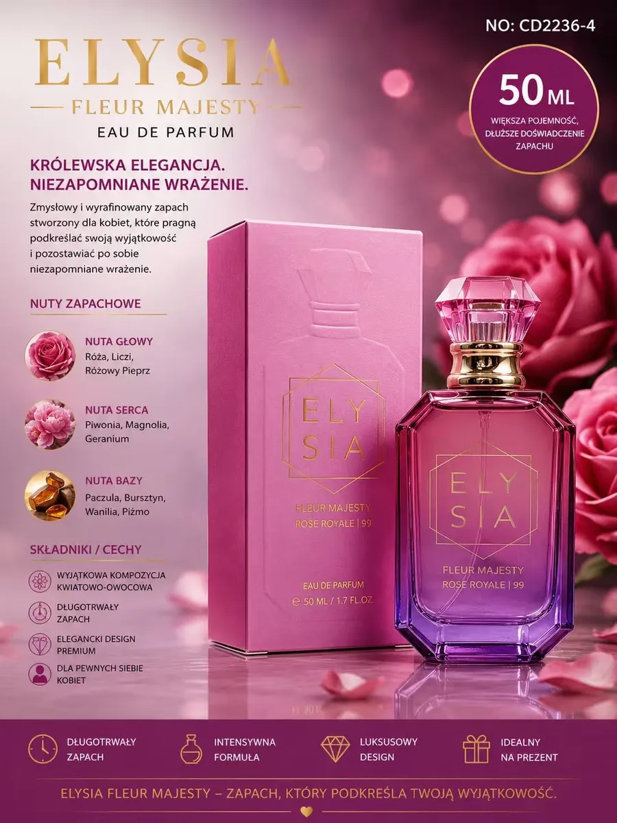 Perfumy Damskie Elysia Fleur Majesty 50ml Kwiatowo-Owocowe
