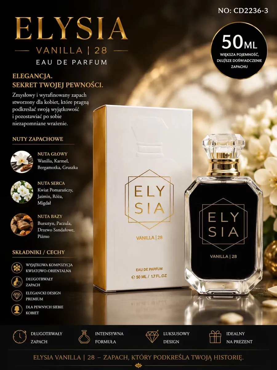 Perfumy Damskie Elysia Vanilla 28 Woda Perfumowana 50ml