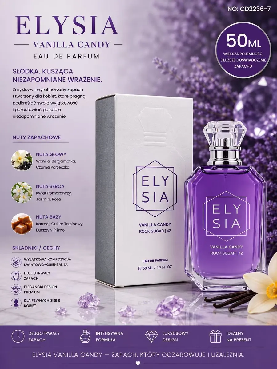 Perfumy Damskie Elysia Vanilla Candy 50ml Woda Perfumowana