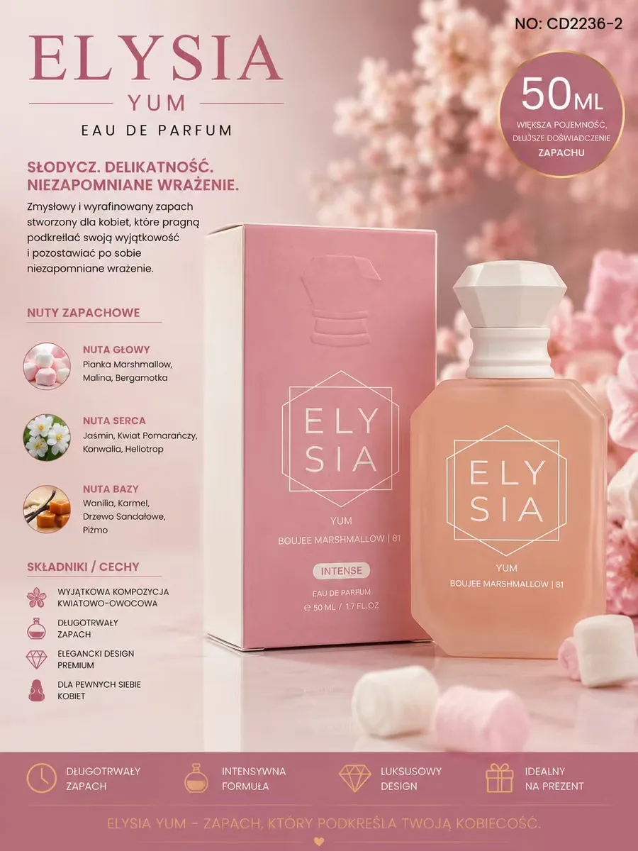 Perfumy Damskie Elysia Yum Eau de Parfum 50ml Kwiatowo-Owocowe