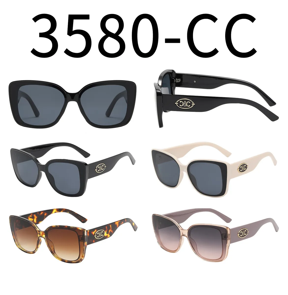 Okulary Przeciwsłoneczne Damskie Owalne z Logo D&C 3580-CC