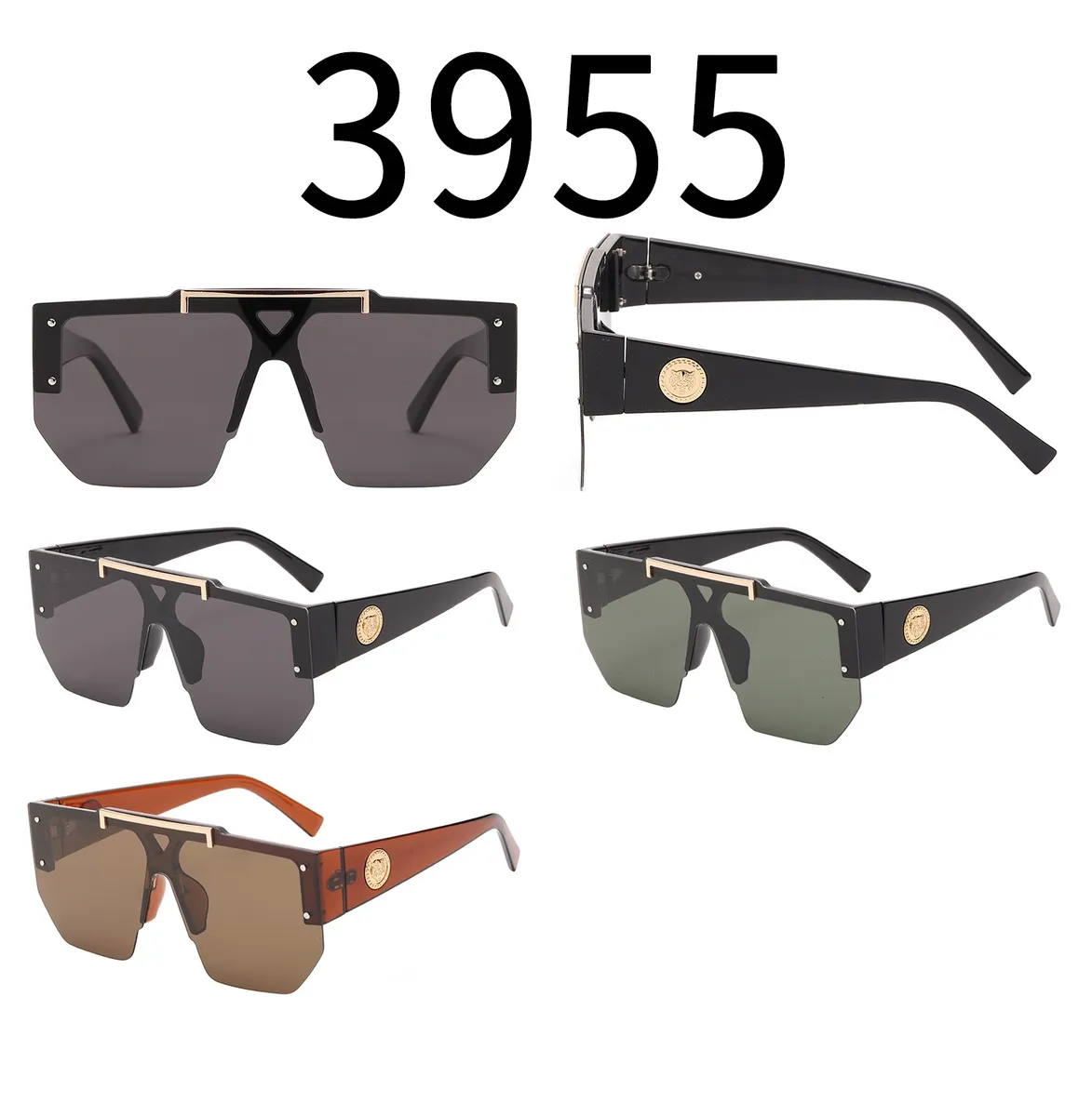 Okulary Przeciwsłoneczne Oversize z Złotym Detalem 3955