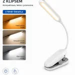 Lampa Biurkowa LED z Klipsem 3 Tryby Światła Biała