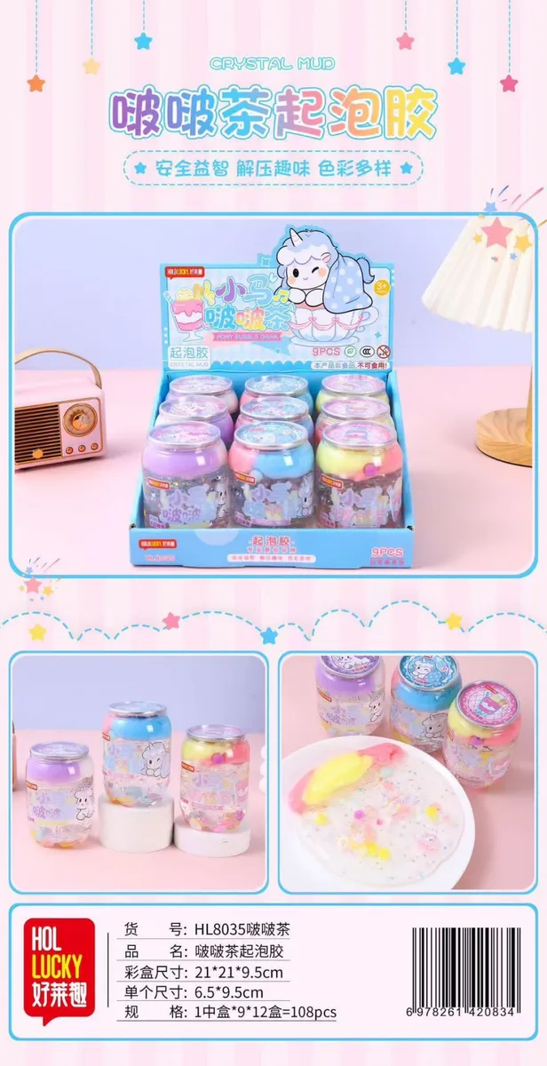 Crystal Mud Slime w Słoiczku Zestaw 9szt Zabawka Antystresowa