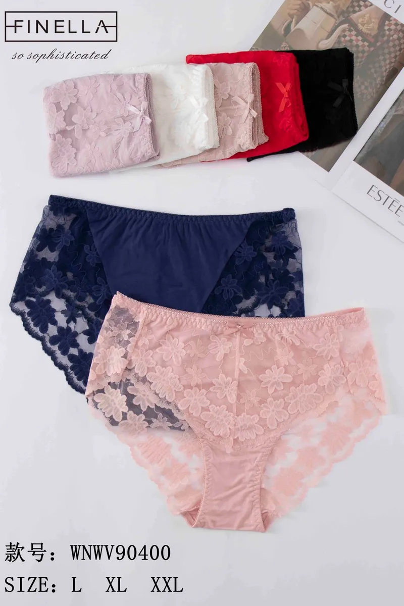 Majtki damskie koronkowe Finella zestaw wielokolorowy L-XXL