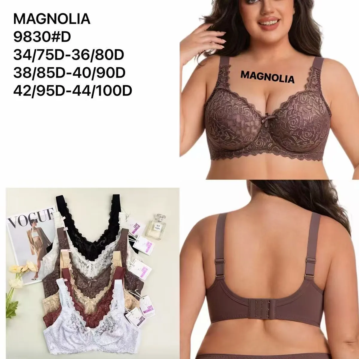 Biustonosz Koronkowy Magnolia 9830D Push-Up Duże Rozmiary