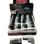 Zapalniczka Brelok Pistolet Shock Metaliczna Czarna 24 szt.