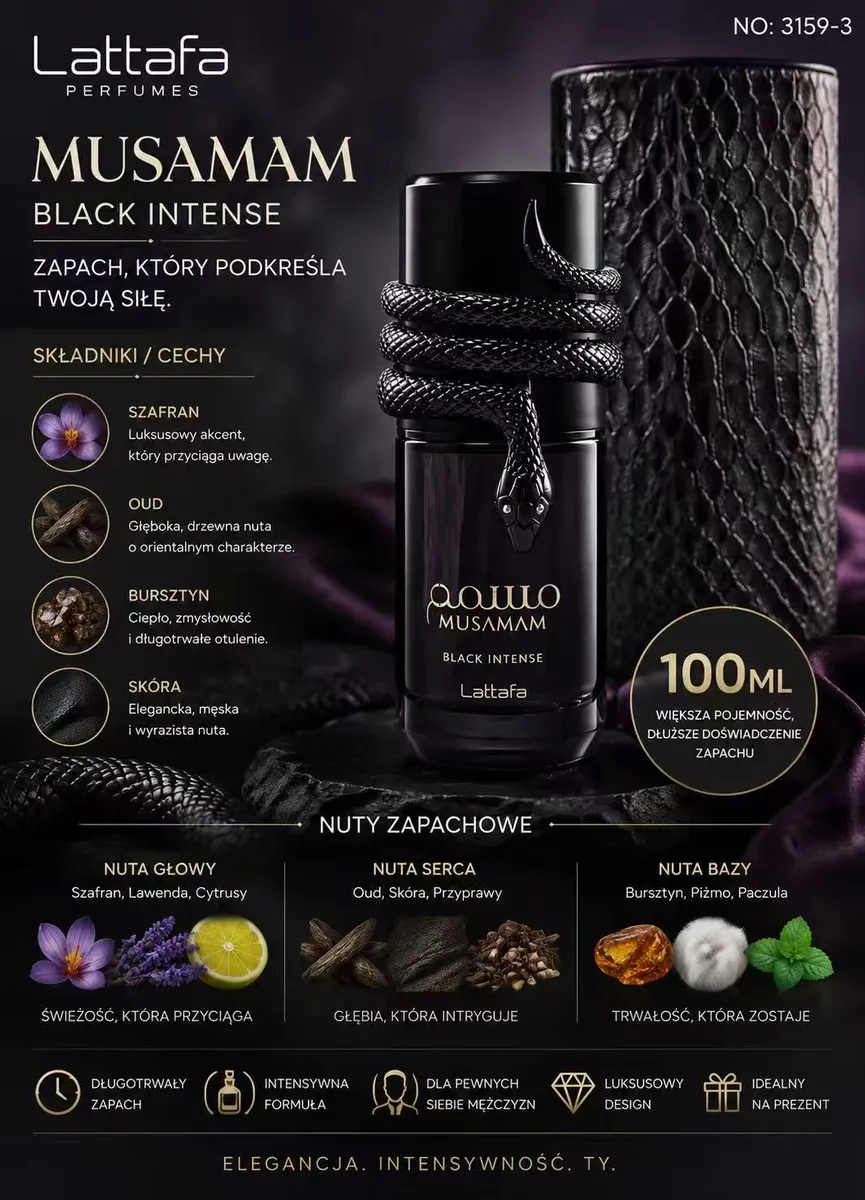 Woda Perfumowana Lattafa Musamam Black Intense 100ml Męska