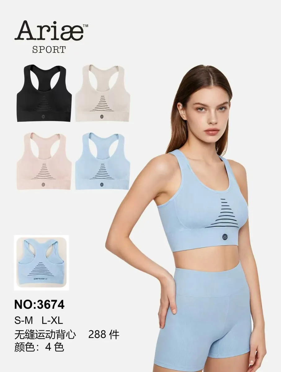 Biustonosz Sportowy Ariae Bezszwowy Push-Up Komplet 4 Kolory