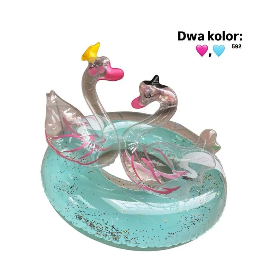 Dmuchane Koło do Pływania Łabędzie 70cm z Brokatem Mix Kolorów