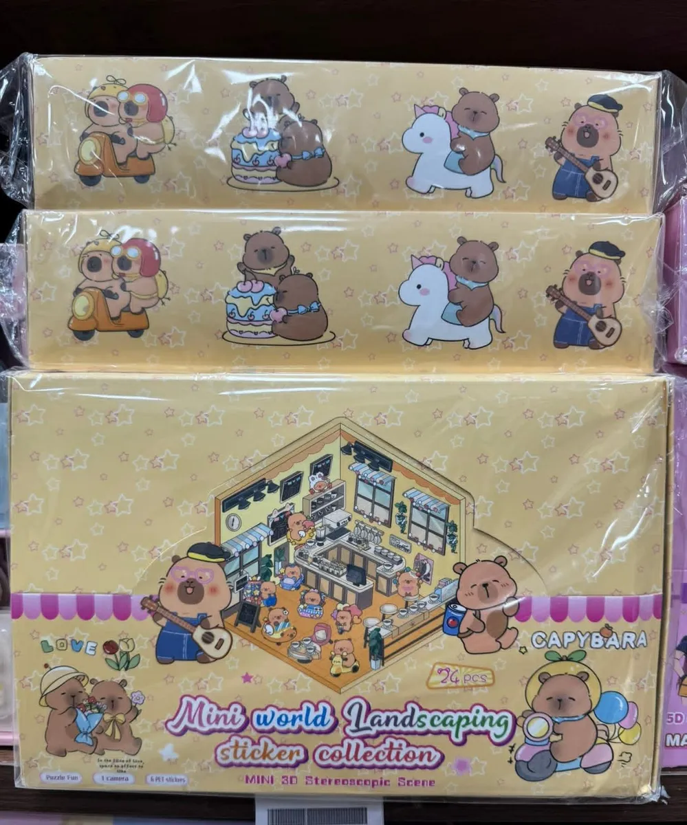 Zestaw Naklejek 3D Capybara Mini World Landscaping 24 sztuki